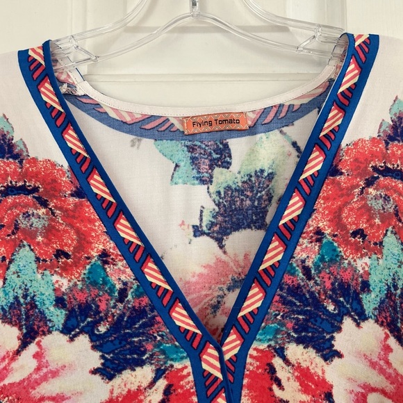 Flying TOMATO Floral Kimono Sleeve Kaftan Dress Size M/L - Picture 2 of 14